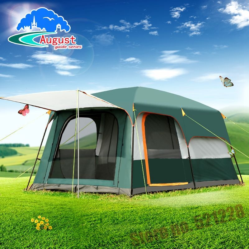 Cheap Goat Tents August 5 6 8 Person 2 Layer 1 Living Room 2 Bed Room Family Party Self Driving Relief Waterproof Anti Wind Outdoor Camping Tent Tents 